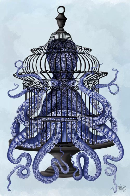 Blue Octopus in Cage