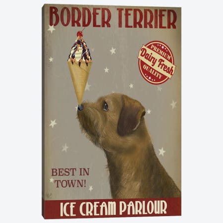 Border Terrier Ice Cream Parlour Canvas Print #FNK533} by Fab Funky Canvas Artwork