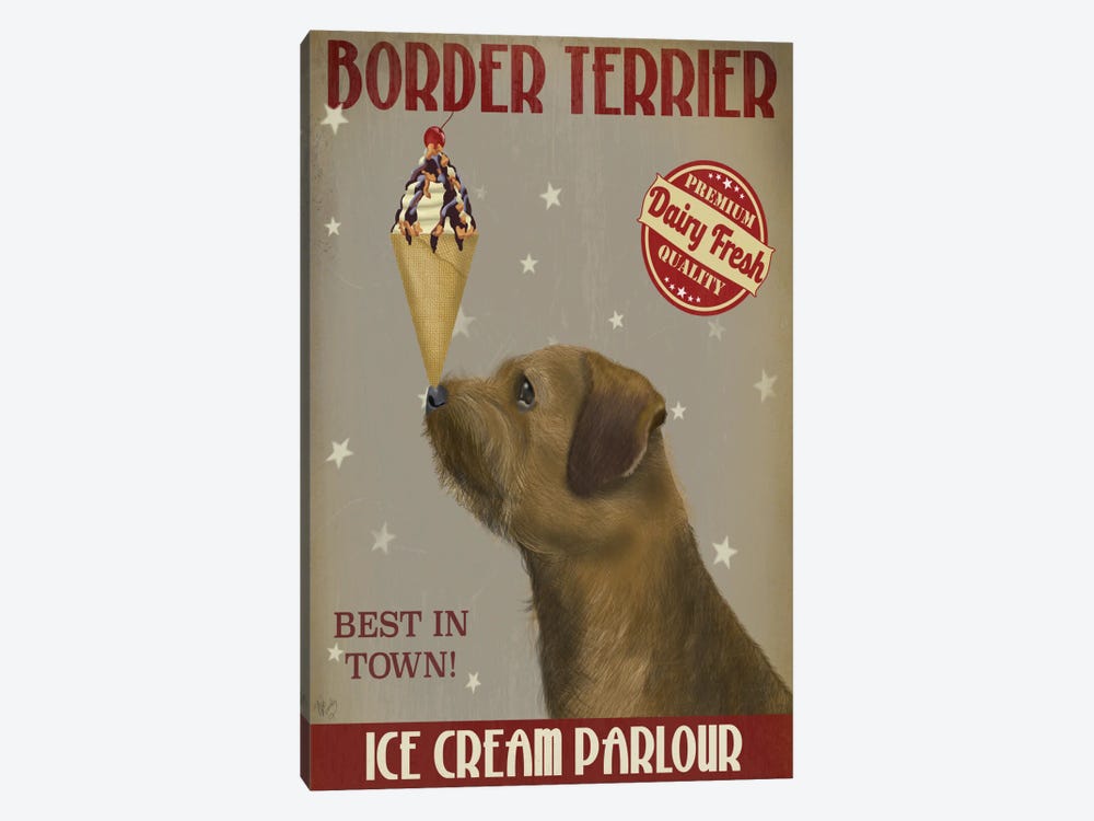 Border Terrier Ice Cream Parlour 1-piece Canvas Art