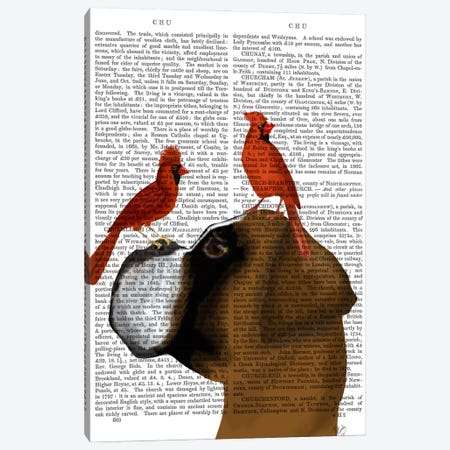 Boxer and Red Cardinals, Print BG Canvas Print #FNK538} by Fab Funky Canvas Artwork