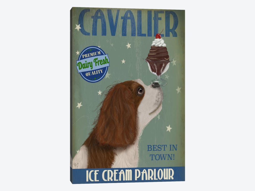 Cavalier King Charles (Brown White) Ice Cream Parlour by Fab Funky 1-piece Canvas Print