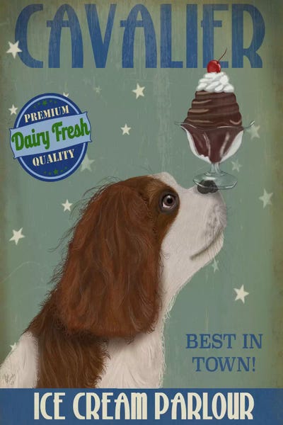 Cavalier King Charles Spaniels: Cavalier King Charles (Brown White) Ice Cream Parlour by Fab Funky