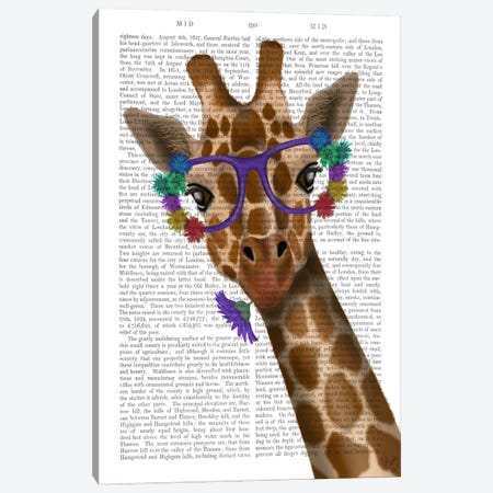Chewing Giraffe I Canvas Print #FNK560} by Fab Funky Canvas Print