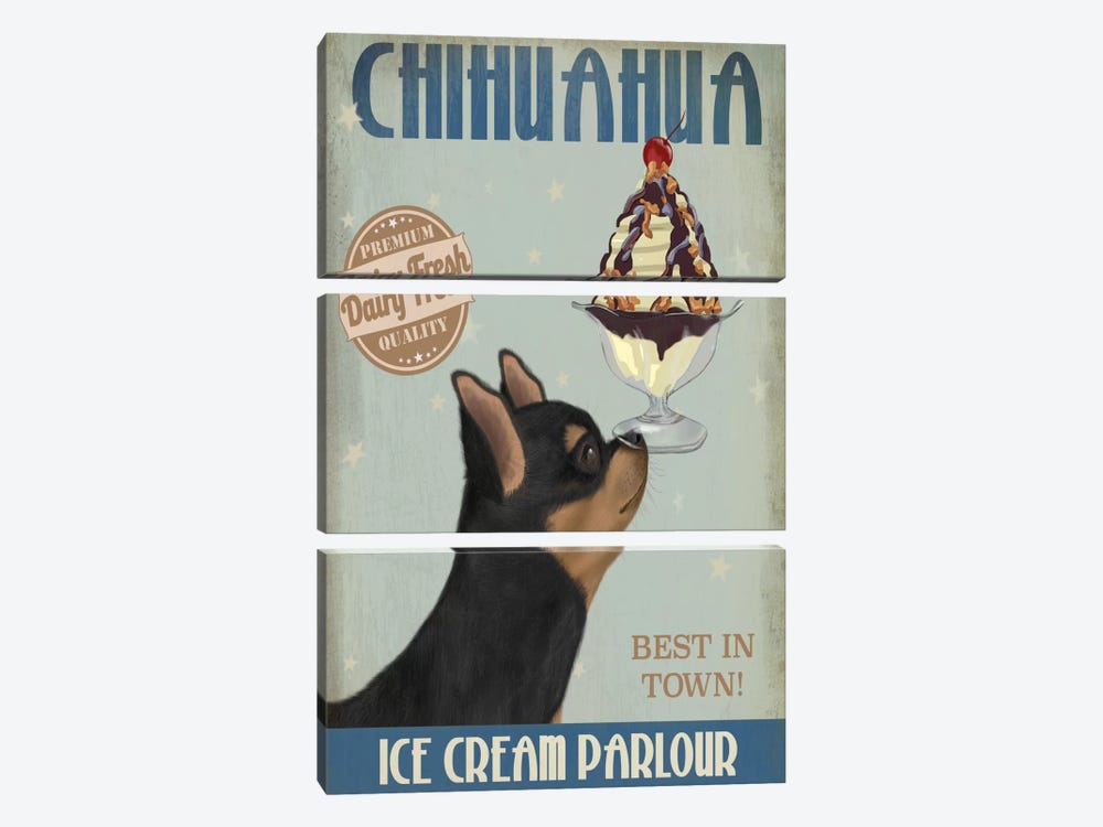 Chihuahua, Black and Ginger, Ice Cream by Fab Funky 3-piece Art Print
