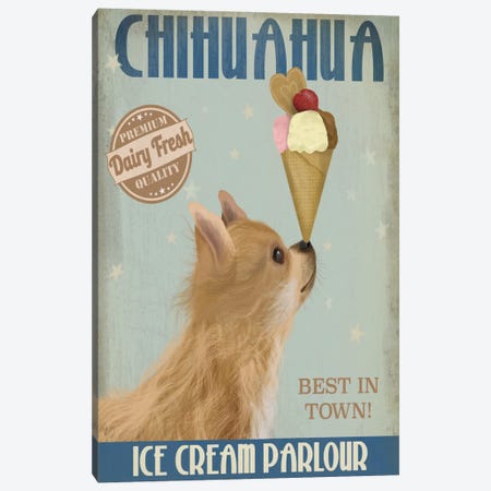 Chihuahua, Long Haired, Ice Cream Canvas Print #FNK567} by Fab Funky Canvas Wall Art