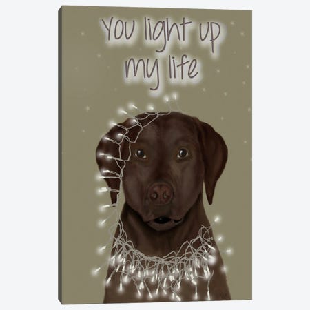 Chocolate Labrador, You Light Up Canvas Print #FNK569} by Fab Funky Canvas Print