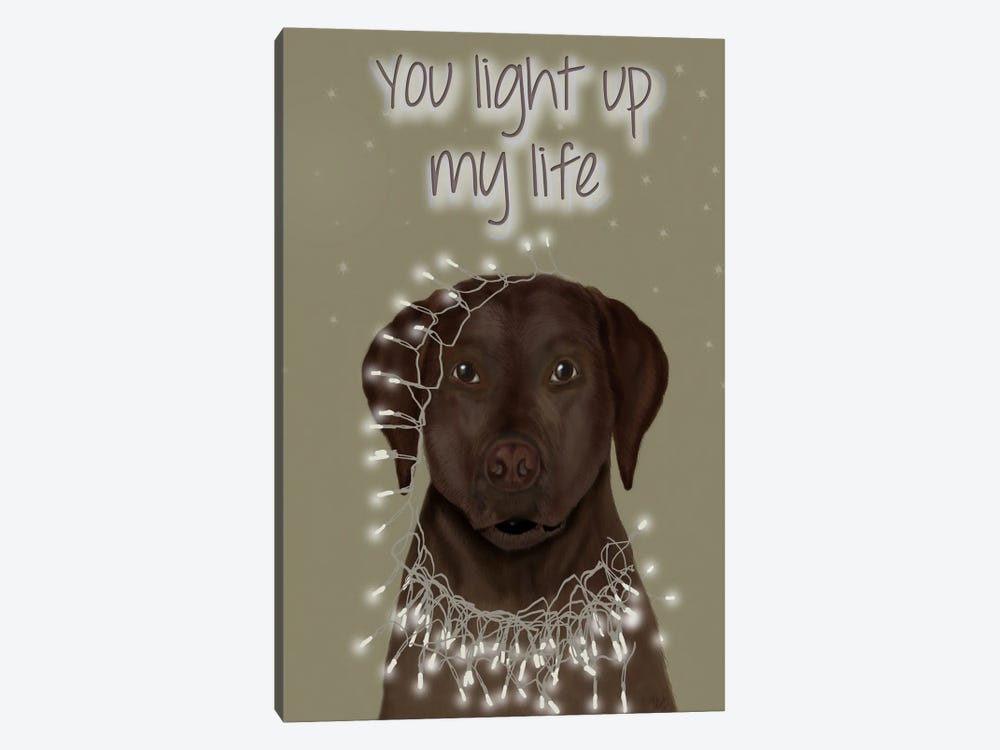 Chocolate Labrador, You Light Up by Fab Funky 1-piece Canvas Art Print