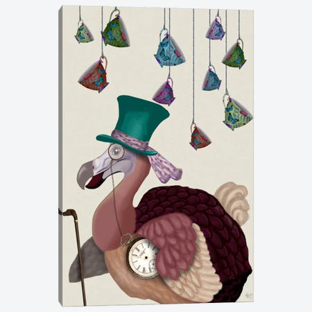 Dodo with Hanging Teacups Canvas Print #FNK598} by Fab Funky Canvas Artwork