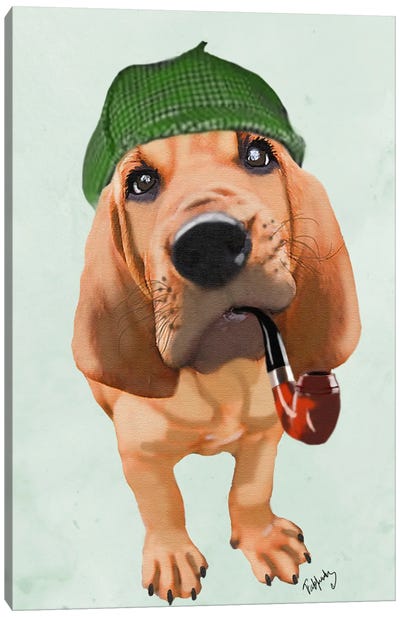 Bloodhound Sherlock Holmes Canvas Art Print - Bloodhounds
