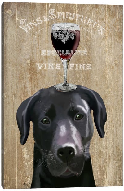 Dog Au Vin, Black Labrador Canvas Art Print