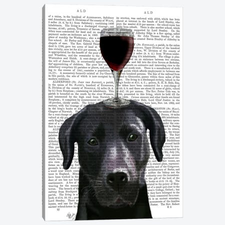 Dog Au Vin, Black Labrador, Print BG Canvas Print #FNK601} by Fab Funky Canvas Wall Art