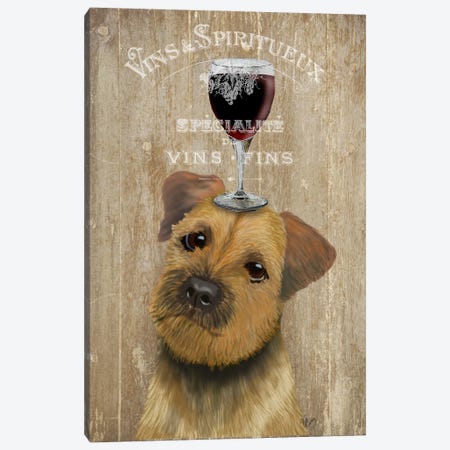 Dog Au Vin, Border Terrier Canvas Print #FNK602} by Fab Funky Canvas Wall Art