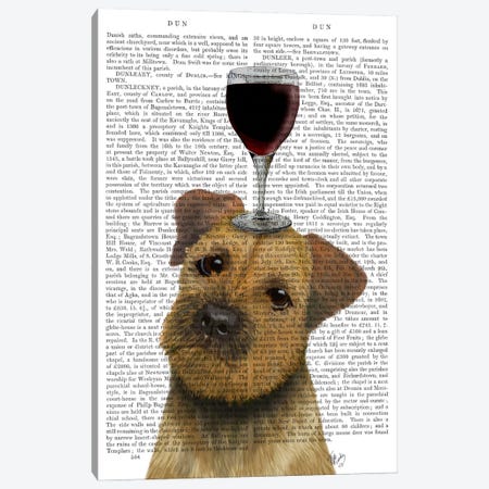 Dog Au Vin, Border Terrier, Print BG Canvas Print #FNK603} by Fab Funky Canvas Artwork