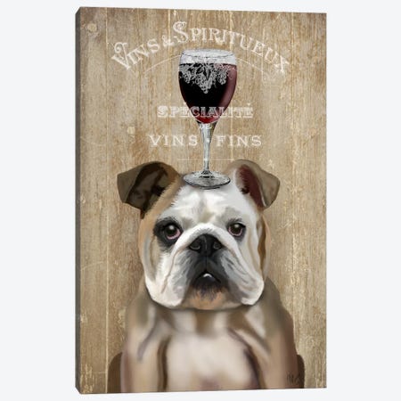 Dog Au Vin, English Bulldog Canvas Print #FNK606} by Fab Funky Art Print