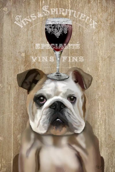 Food & Drink Posters: Dog Au Vin, English Bulldog by Fab Funky