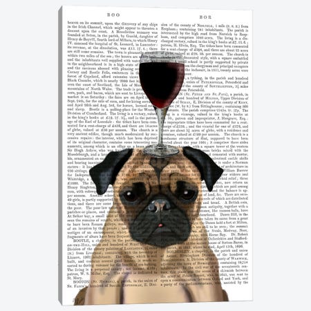 Dog Au Vin, Pug, Print BG Canvas Print #FNK611} by Fab Funky Canvas Art Print
