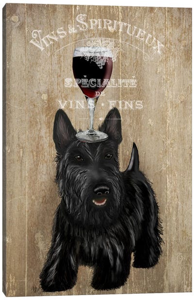Dog Au Vin, Scottish Terrier Canvas Art Print - Food & Drink Posters