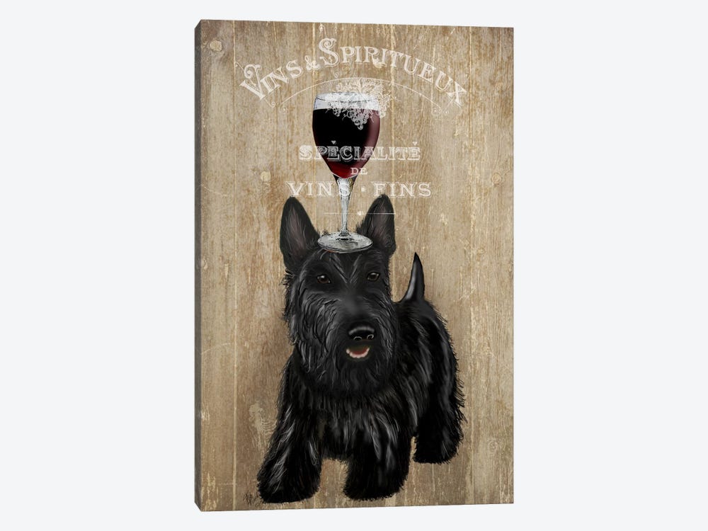 Dog Au Vin, Scottish Terrier by Fab Funky 1-piece Canvas Print