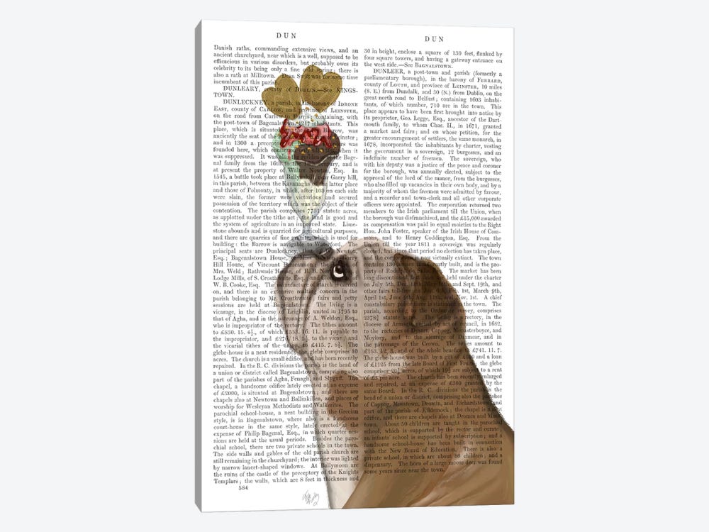 English Bulldog Ice Cream, Print BG by Fab Funky 1-piece Canvas Art Print