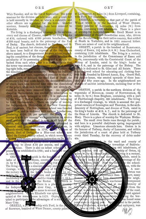 English Bulldog on Bicycle, Print BG