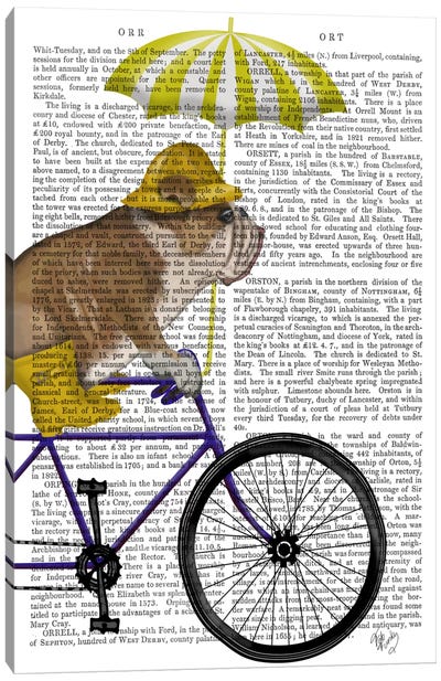 English Bulldog on Bicycle, Print BG Canvas Art Print - Cycling Art