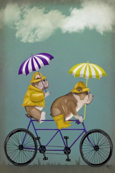 Umbrellas: English Bulldog Tandem by Fab Funky