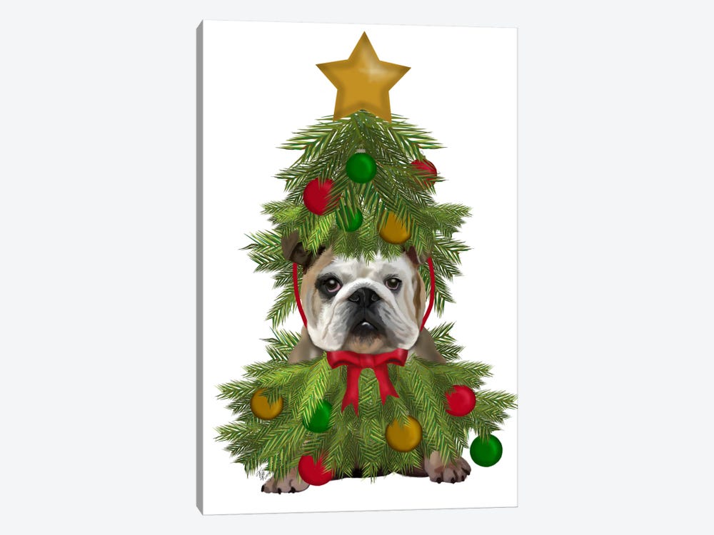 English Bulldog, Christmas Tree Costume by Fab Funky 1-piece Canvas Art