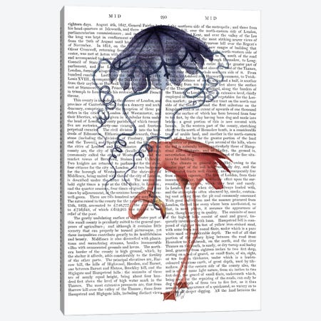 Flamingo and Parasol Canvas Print #FNK636} by Fab Funky Canvas Wall Art