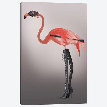 Flamingo with Kinky Boots Canvas Print #FNK637} by Fab Funky Canvas Wall Art