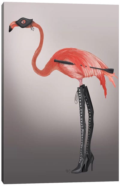 Flamingo with Kinky Boots Canvas Art Print - Boots