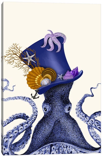 Octopus Nautical Hat Canvas Art Print - Kids Nautical Art