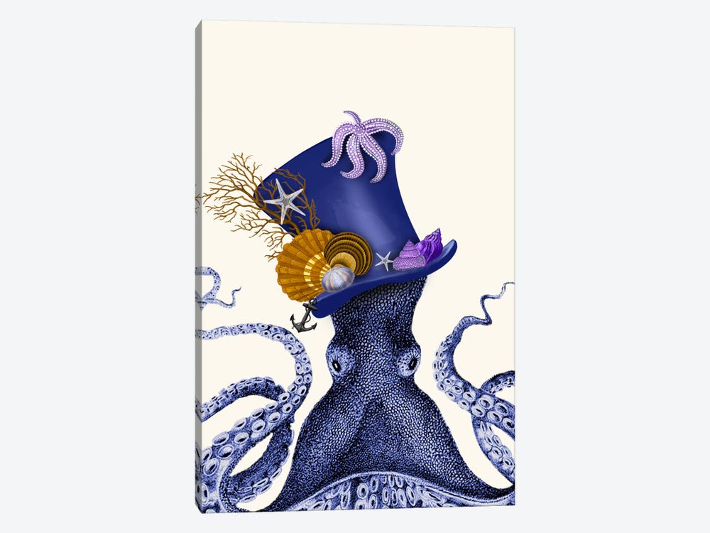 Octopus Nautical Hat by Fab Funky 1-piece Canvas Print