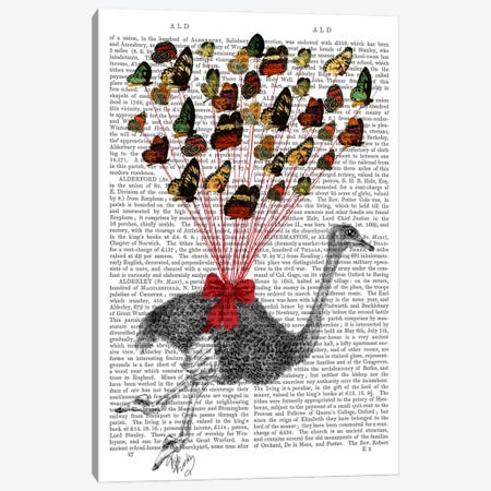 Ostrich Flying With Butterflies Canvas Print #FNK64} by Fab Funky Canvas Art