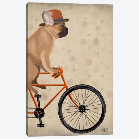 French Bulldog on Bicycle Canvas Print #FNK651} by Fab Funky Art Print