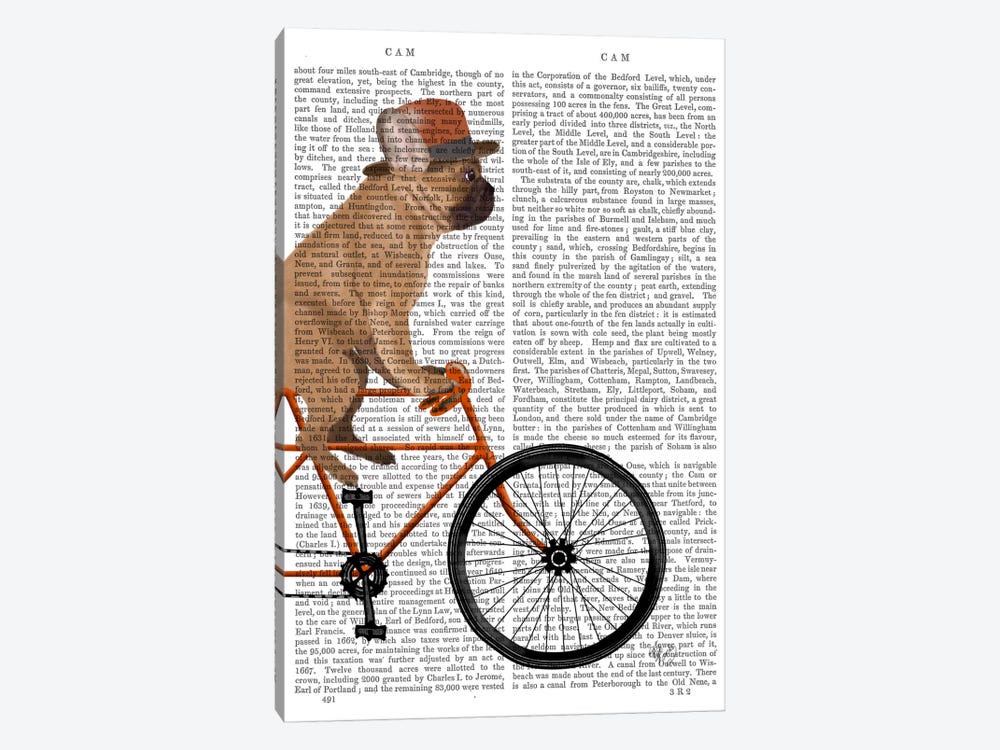 French Bulldog on Bicycle, Print BG by Fab Funky 1-piece Art Print