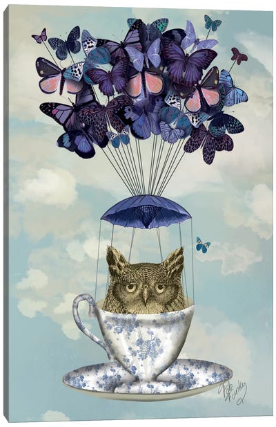 Owl In Teacup Canvas Art Print - Tea Art