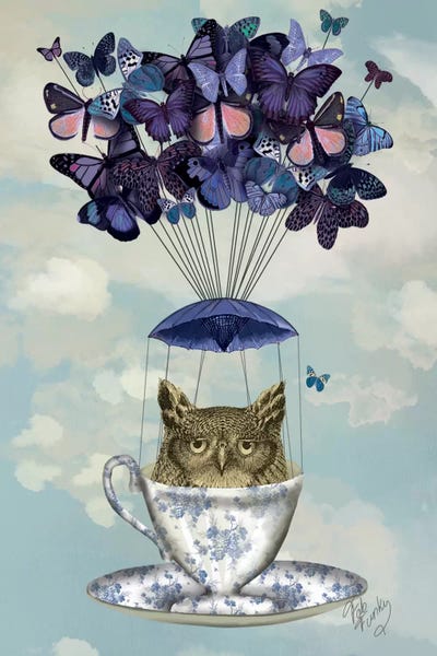 Butterflies: Owl In Teacup by Fab Funky