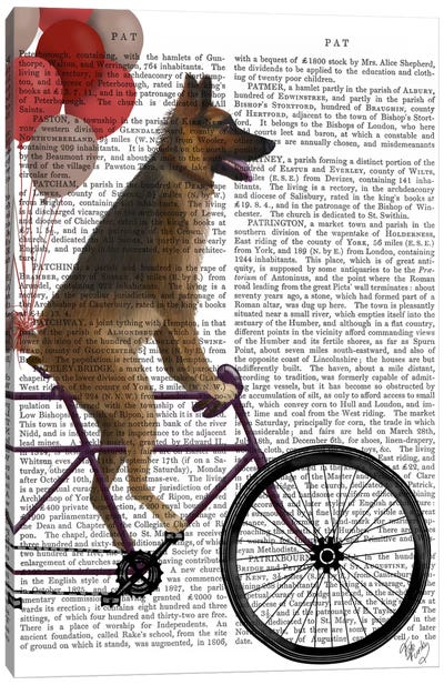 German Shepherd on Bicycle, Print BG Canvas Art Print - German Shepherd Art