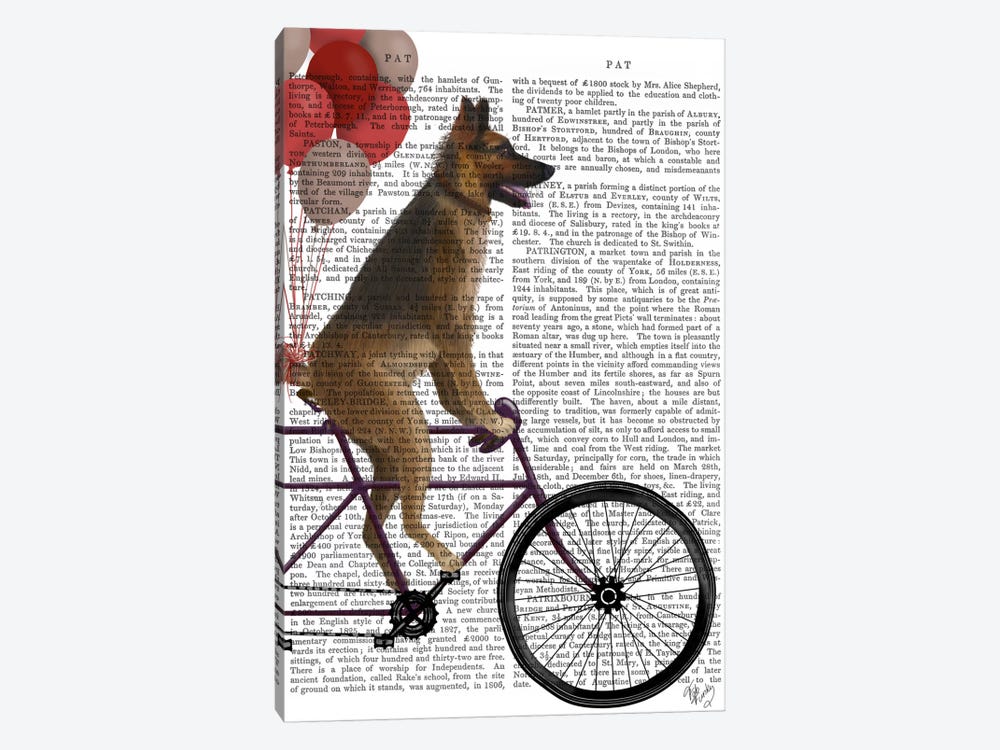 German Shepherd on Bicycle, Print BG by Fab Funky 1-piece Canvas Print