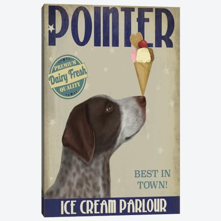 German Shorthaired Pointer Ice Cream Canvas Print #FNK668} by Fab Funky Canvas Artwork
