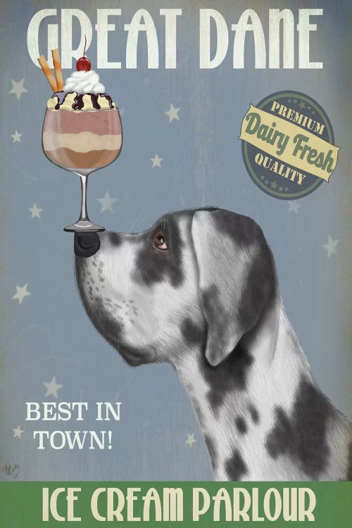 Great Dane, Harlequin, Ice Cream by Fab Funky wall art