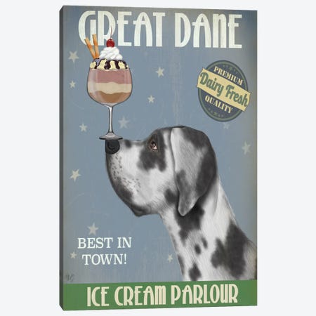 Great Dane, Harlequin, Ice Cream Canvas Print #FNK675} by Fab Funky Canvas Art