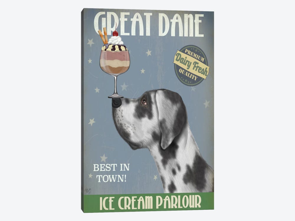 Great Dane, Harlequin, Ice Cream by Fab Funky 1-piece Canvas Artwork