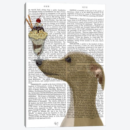 Greyhound, Tan, Ice Cream, Print BG Canvas Print #FNK687} by Fab Funky Canvas Art Print