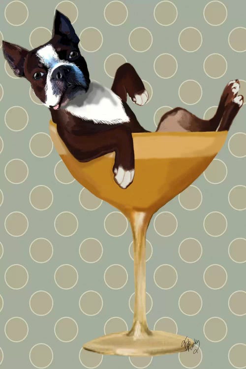 Boston Terrier In Cocktail Glass