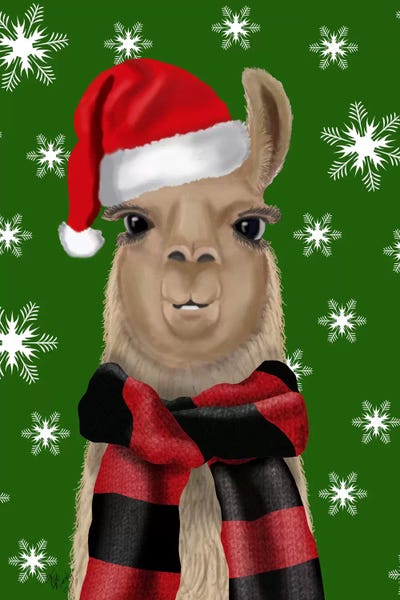 Christmas Animals: Llama, Christmas Hat by Fab Funky