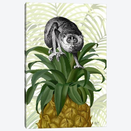Loris on Pineapple Canvas Print #FNK713} by Fab Funky Canvas Wall Art
