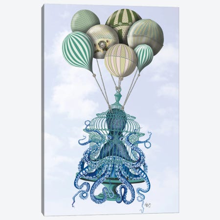Octopus Cage and Balloons Canvas Print #FNK720} by Fab Funky Canvas Art Print