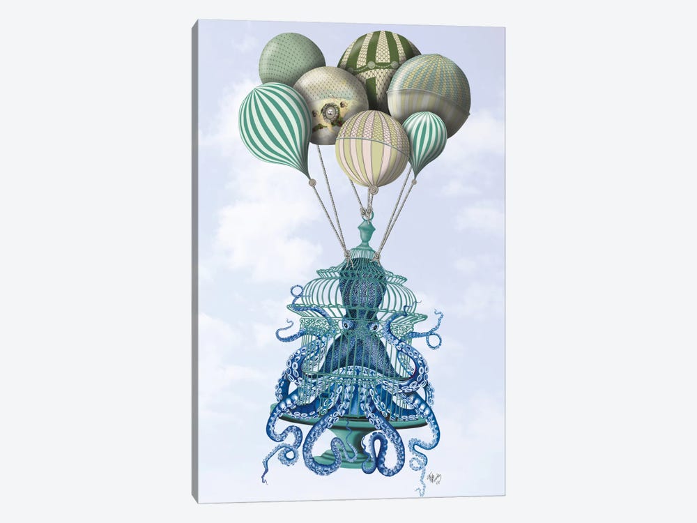 Octopus Cage and Balloons by Fab Funky 1-piece Canvas Art Print