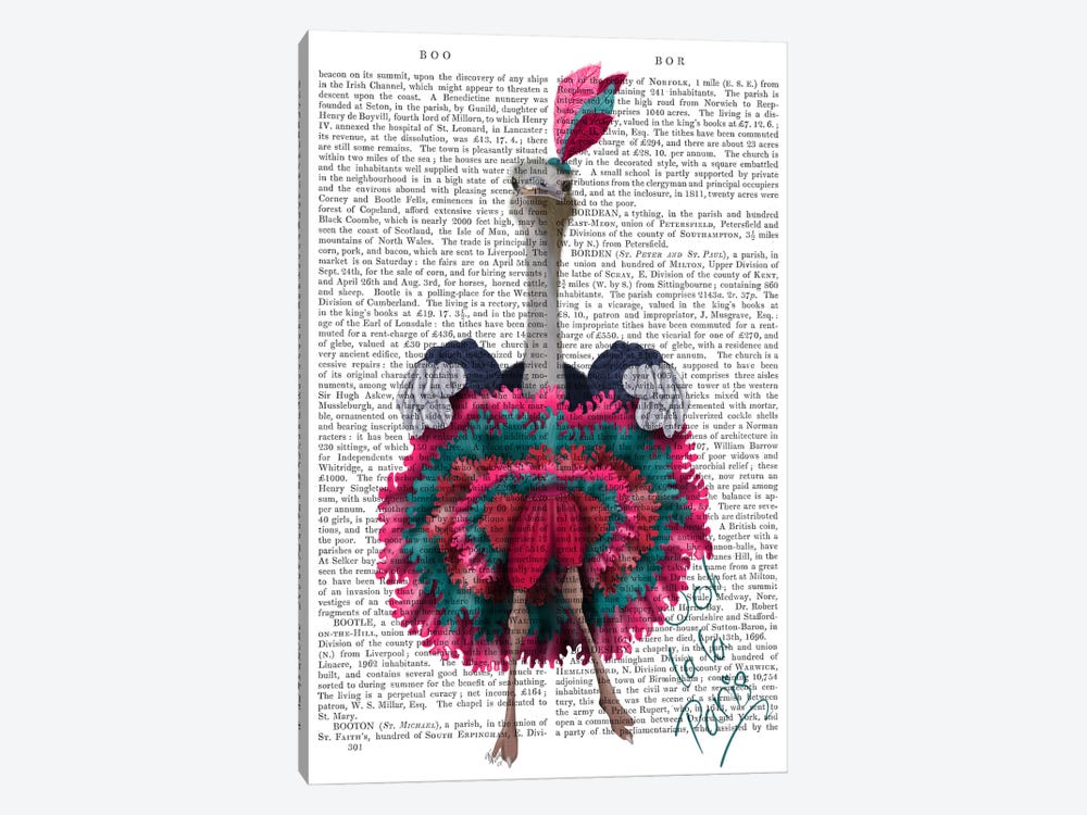Ostrich, Can Can in Pink and Turquoise, Print BG by Fab Funky 1-piece Art Print